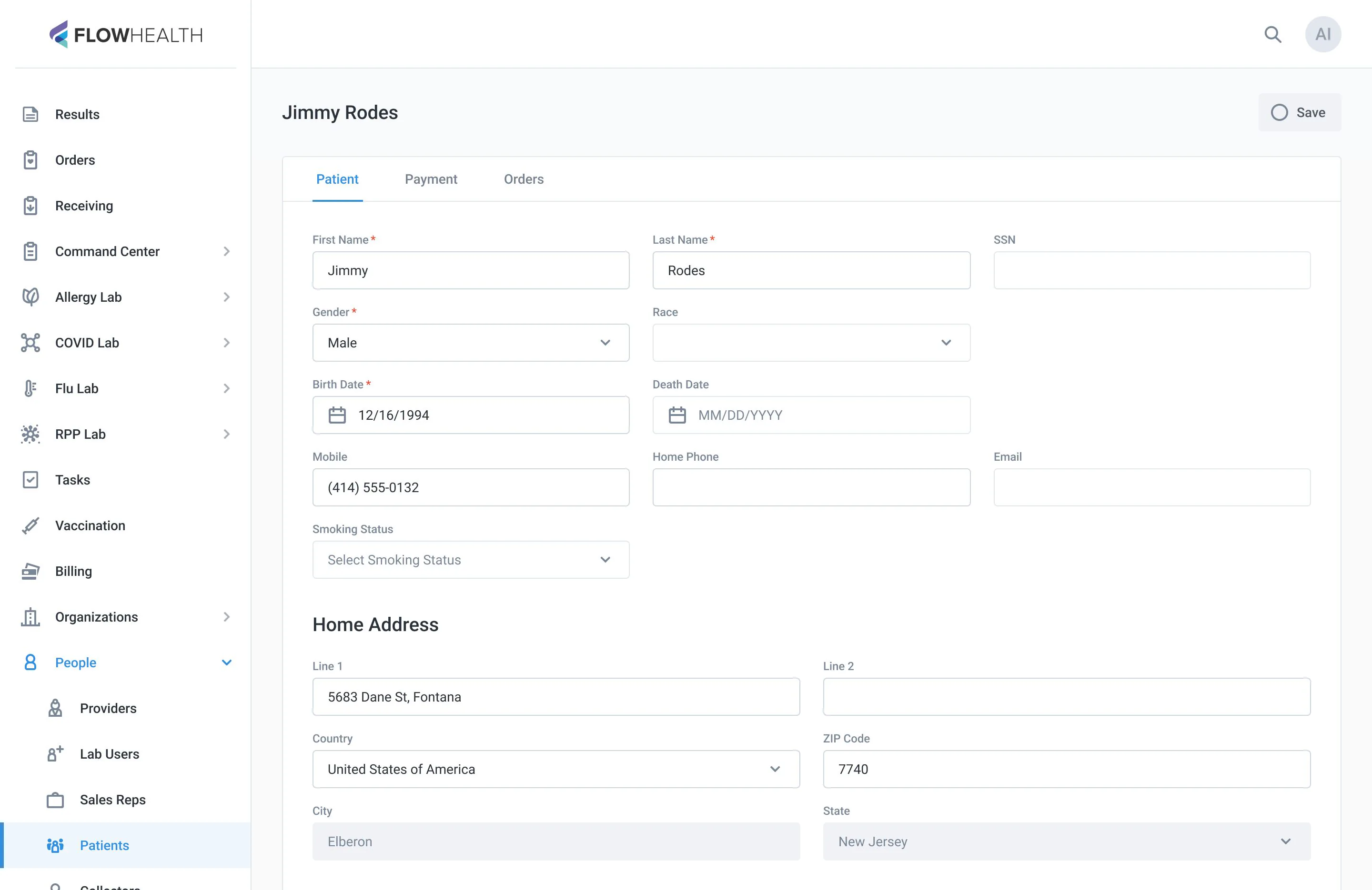 A long form with a single passport field
